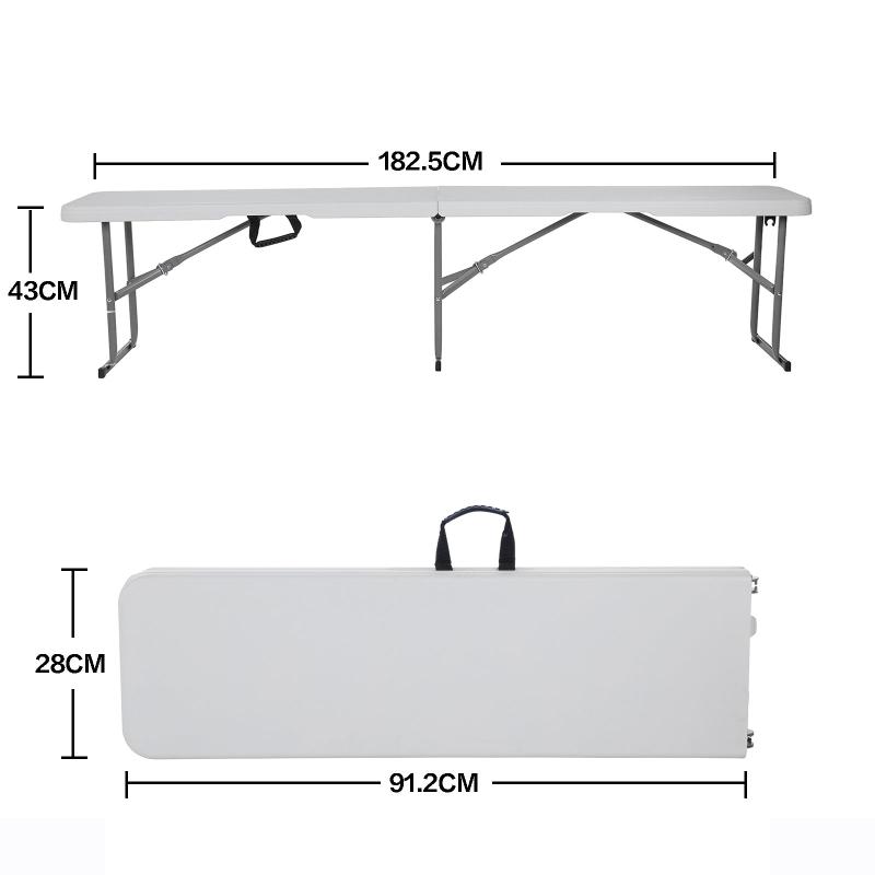 Lakhow 6-Foot Folding Bench White Plastic Folding Training Table, Stackable Indoor and Outdoor Folding Stool (2-Pack)