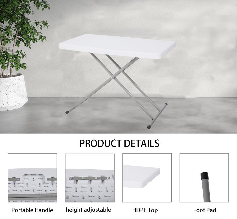 Lakhow 76X  Height Adjustable Folding Computer Desk TV Tray, White Granite