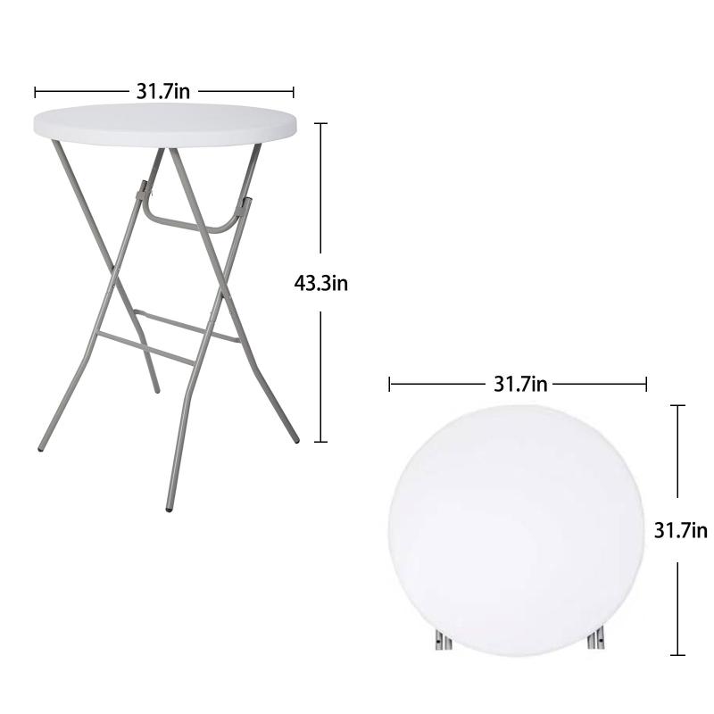 Lakhow 2.63' (32in) Bar Height Round Folding Table,Parties and Commercial Events, Coffee Card, Dining Table ,Wedding Event,Indoor/Outdoor Folding Table, Metal Frame,Locking Legs,White